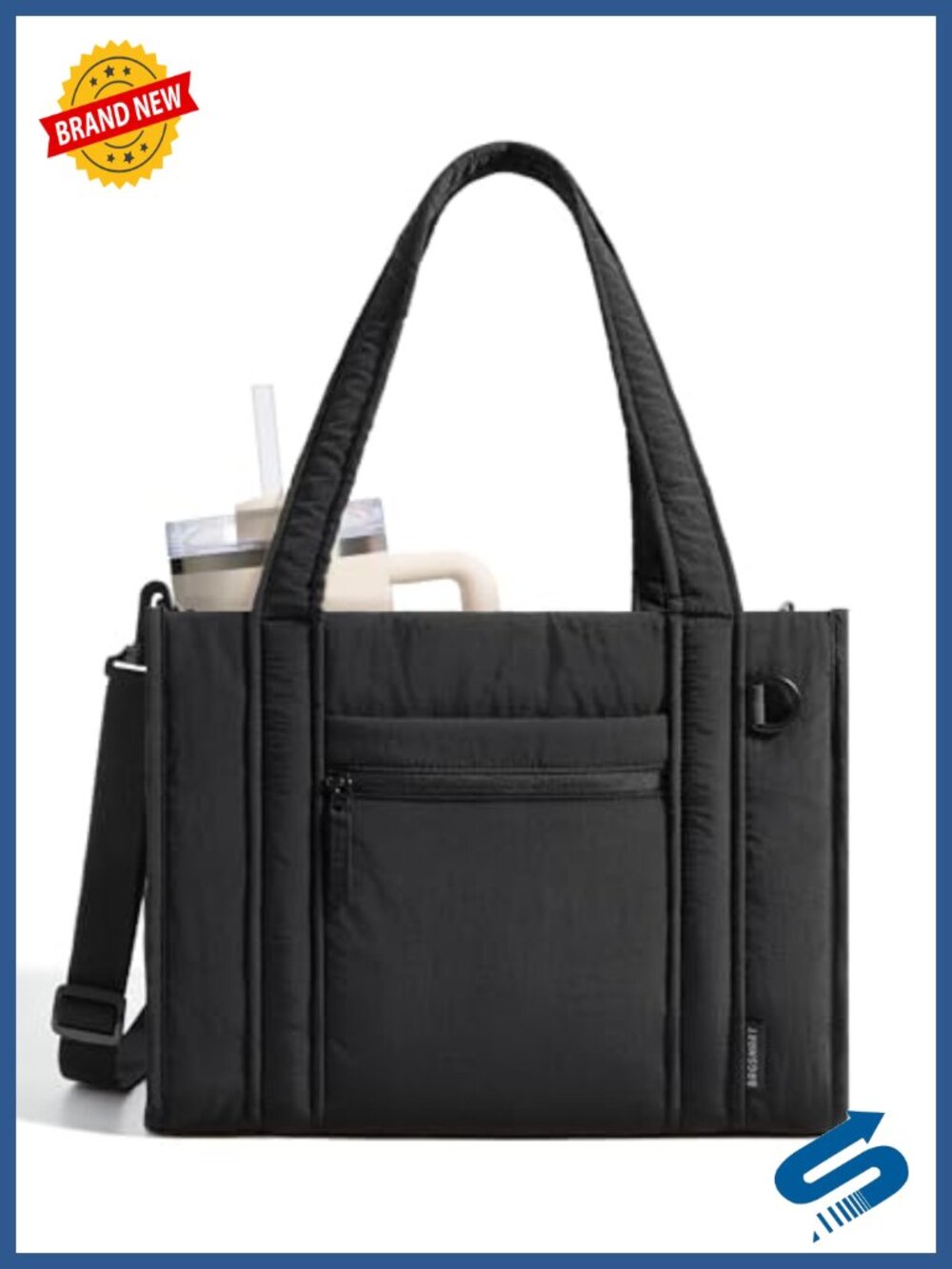 Women's Boxy Tote Bag Crossbody Work Bag with Zipper